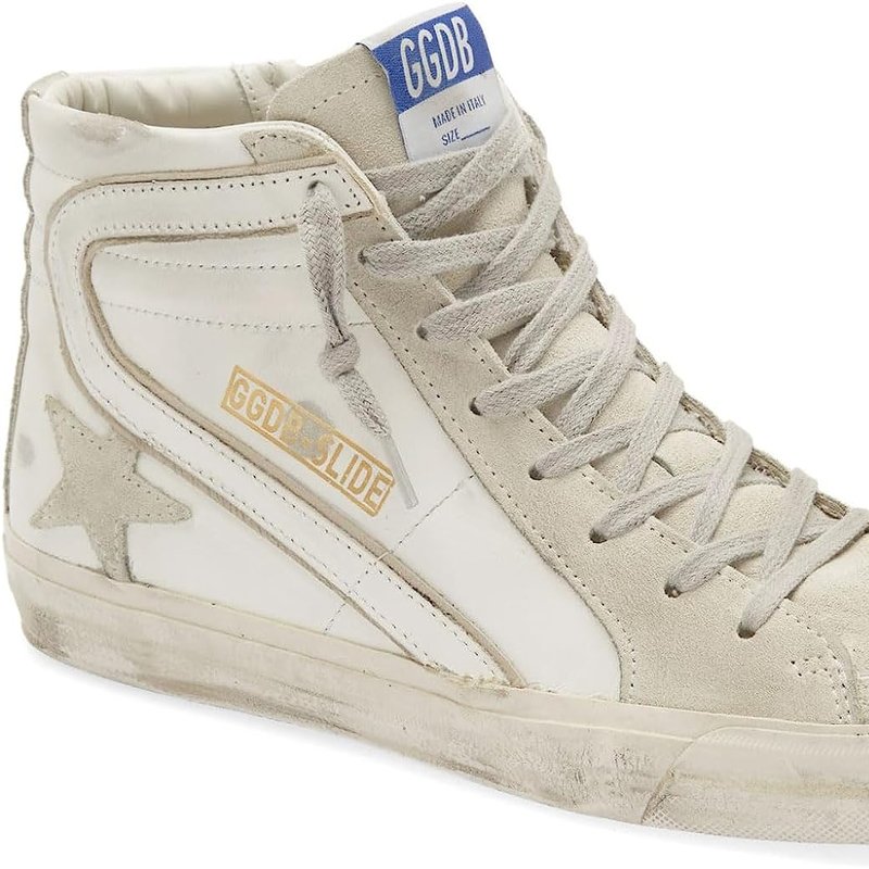 Shop Golden Goose Women White Leather Slide High Top Lace Up Sneakers