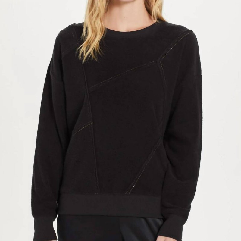 Goldie Gold Stitch Patchwork Sweatshirt In Black