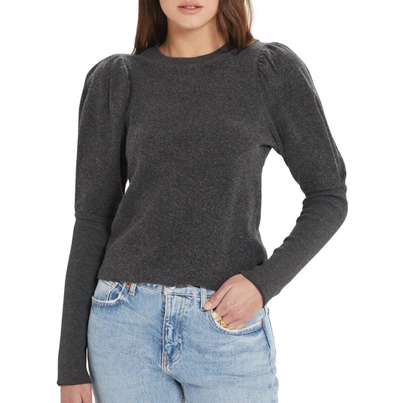 Shop Goldie Reverse French Terry Puff Sleeve Sweatshirt In Grey