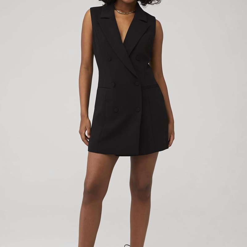 Shop Good American Luxe Suiting Sleeveless Dress In Black