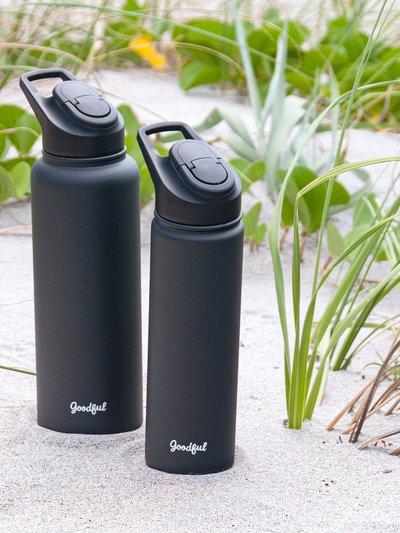Goodful Kitchen Goodful Double Wall Vacuum Sealed, Insulated Water Bottle with Two Interchangeable Lids,  40 Oz, Charcoal Gray product