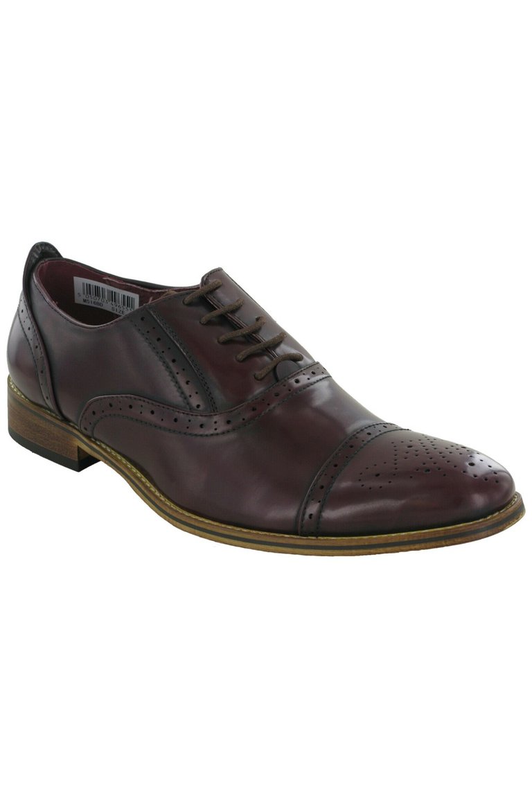 Mens Capped Lace Oxford Brogue Shoes - Brown - Brown