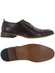 Mens Capped Lace Oxford Brogue Shoes - Brown