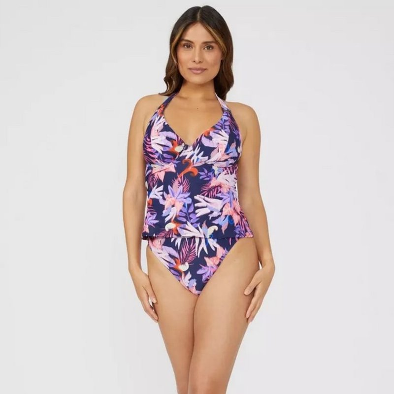 Gorgeous Womens/ladies Arianna Palm Print Non-padded Tankini Top In Blue