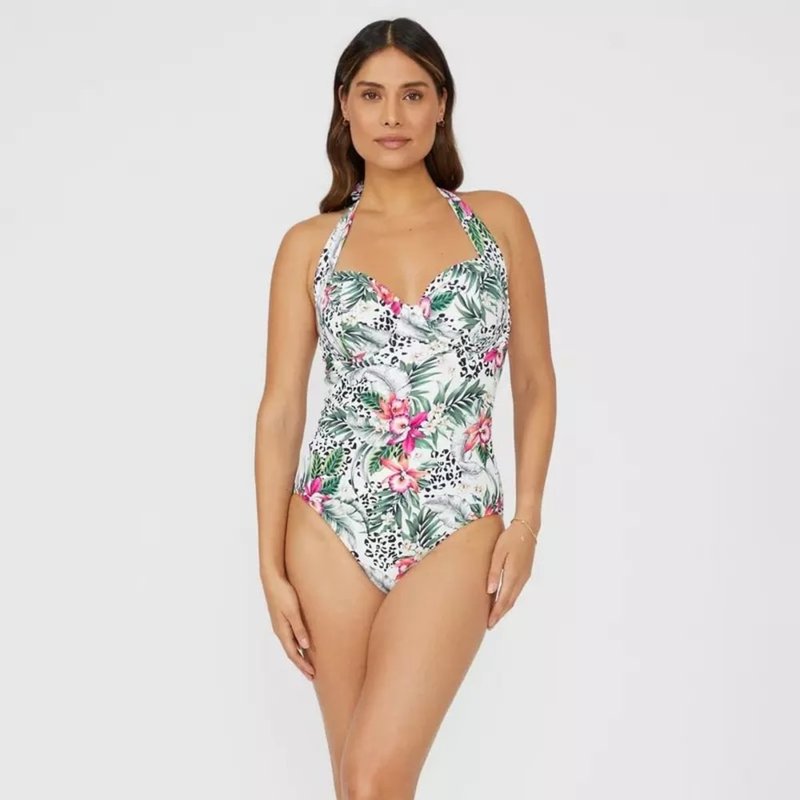 Gorgeous Womens/ladies Jungle Underwired One Piece Bathing Suit In Green