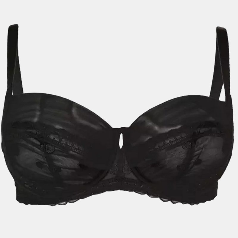 Gorgeous Womens/ladies Spotted Embroidered Bra- Black