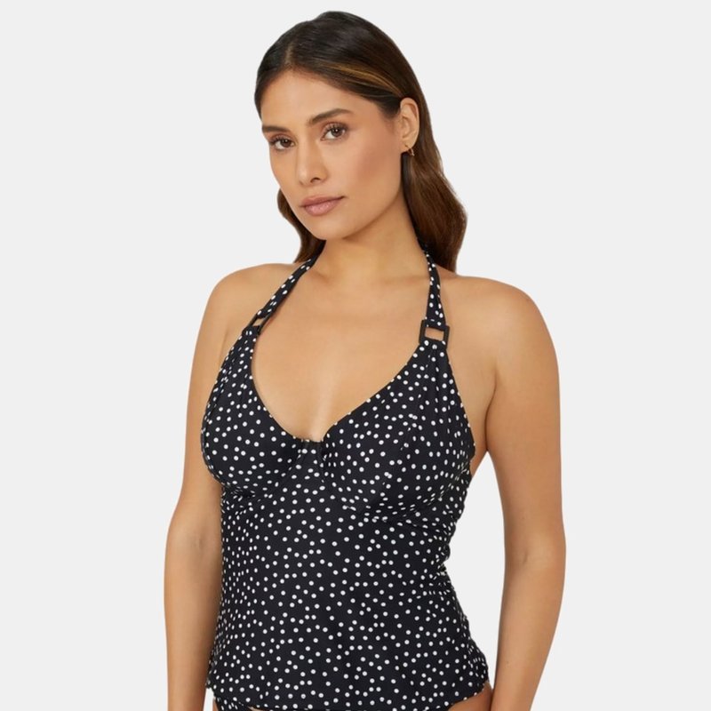 Gorgeous Womens/ladies Spotted Non-padded Tankini Top In Black