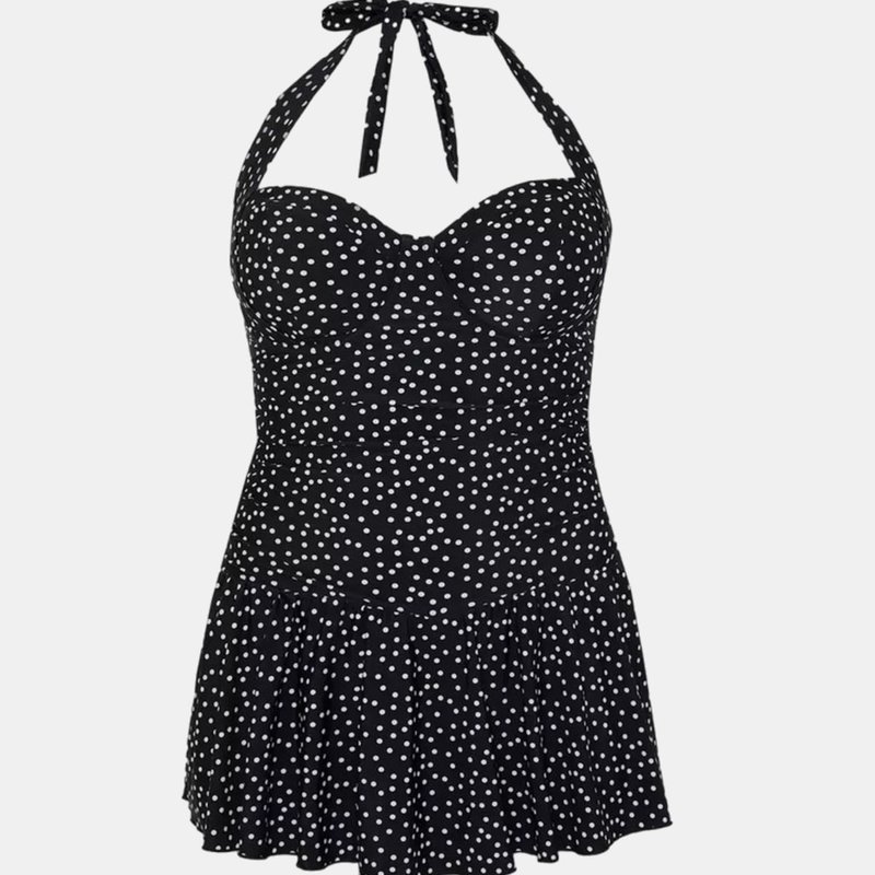 Shop Gorgeous Womens/ladies Spotted Skirted One Piece Bathing Suit In Black