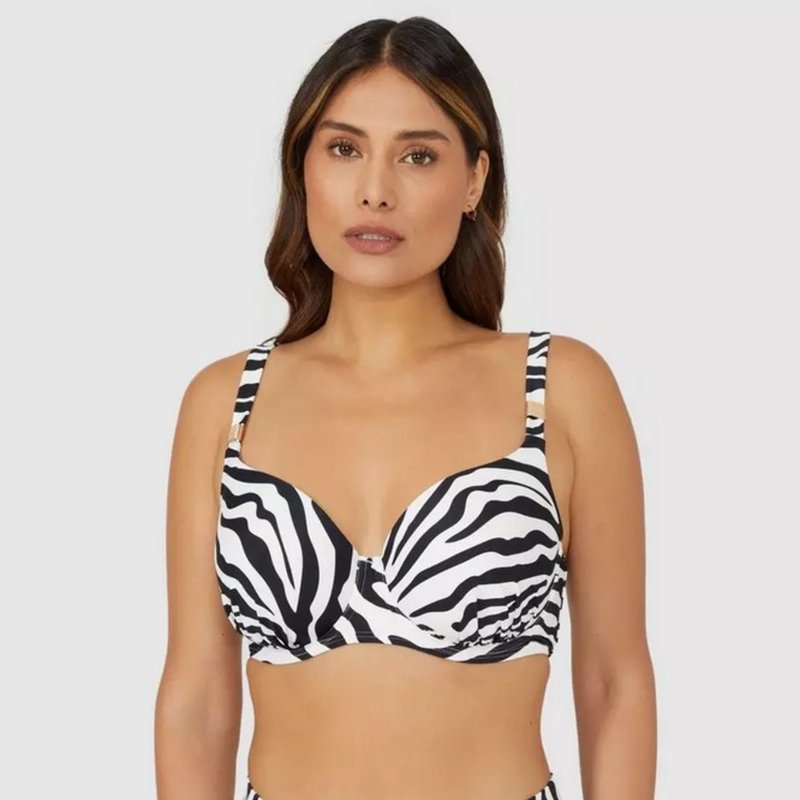 Gorgeous Womens/ladies Zebra Print Mid Rise Bikini Bottoms In White