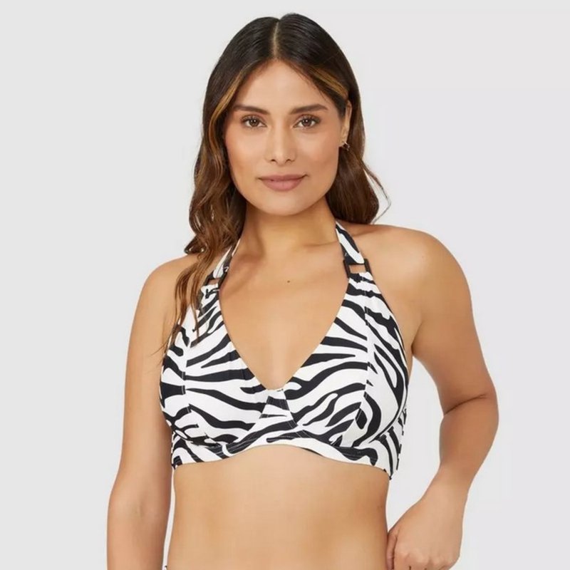 Gorgeous Womens/ladies Zebra Print Ring Detail Bikini Bottoms In White