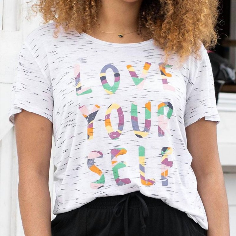 Shop Grace & Lace Love Yourself Space Dyed Graphic Tee In White