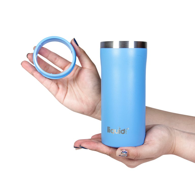 Icy Bev Kooler Skinny Can Insulator, Double Wall Vacuum Sealed Stainless Steel With Silicone Non-Slip Base