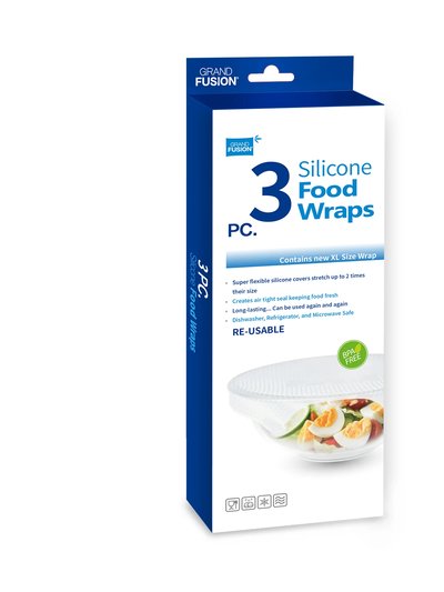 Grand Fusion Housewares Silicone Food Wrap, 3 pc Set with XL Size Wrap, Reusable Covers product