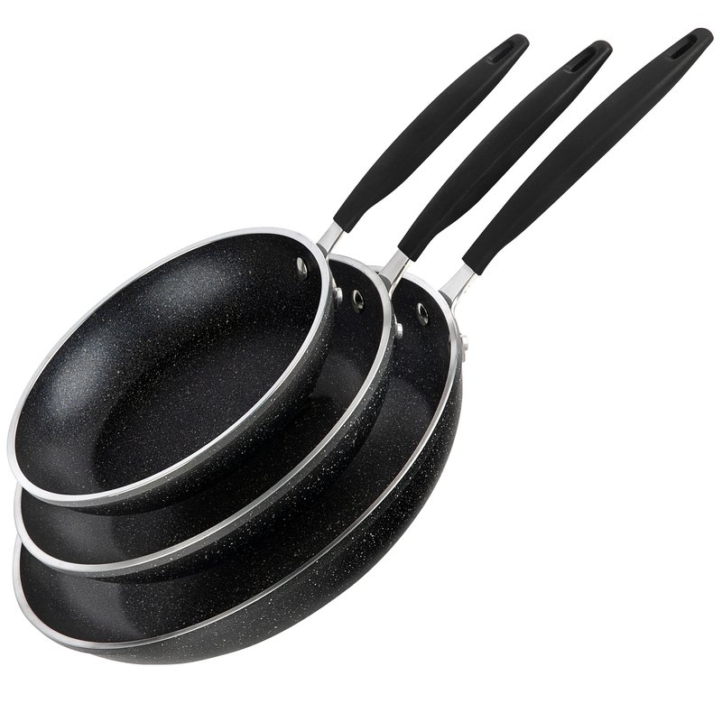 Granitestone Easy Grip 3 Pack Fry Pans In Black