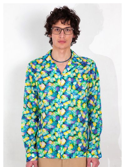 Graphia New York 'Arenas' Camp Collar Blue Floral Dream Print Long Sleeve Shirt product