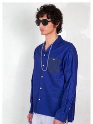 'Arenas' Camp Collar Blue Stripe Long Sleeve Shirt