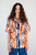 'Desi' Short Sleeve Camp Collar Blue and Orange Batik Print - Blue/Orange