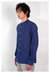'Liam' Band Collar Blue / White Stripe Long Sleeve Shirt