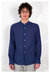 'Liam' Band Collar Blue / White Stripe Long Sleeve Shirt - Blue/White