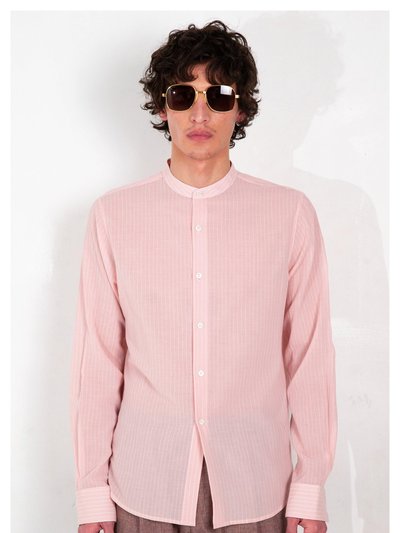 Graphia New York 'Liam' Band Collar Blush / White Stripe Long Sleeve Shirt product