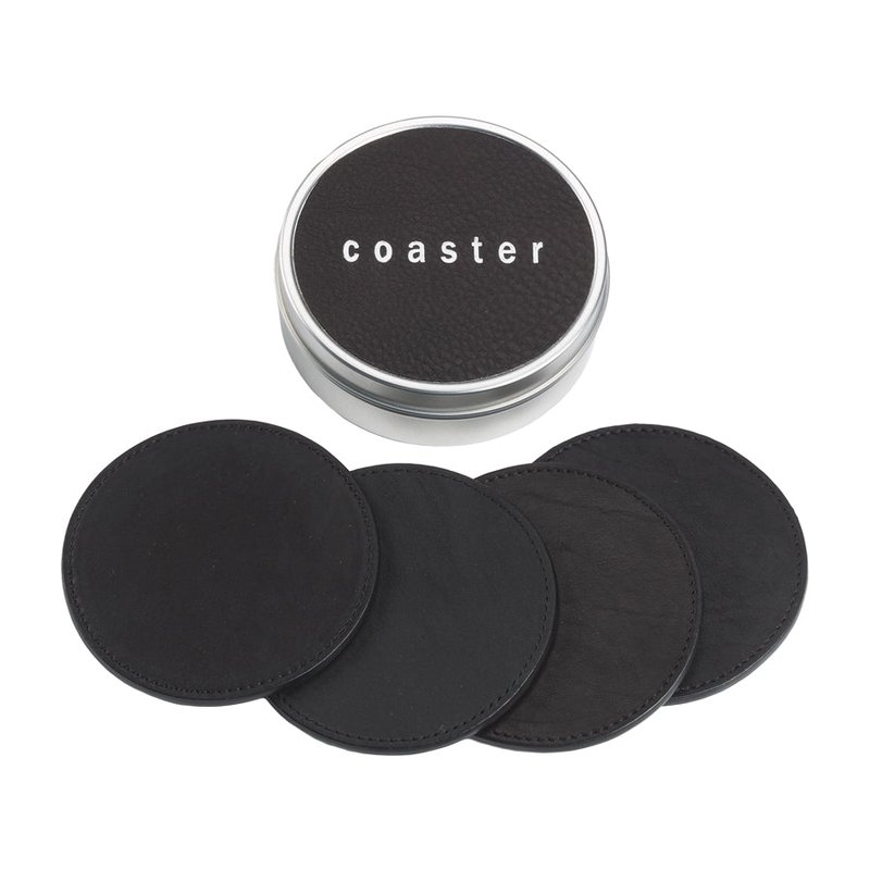 Graphic Image 4 Coasters With Tin Box In Black