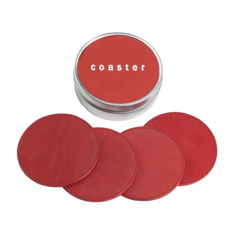 Graphic Image 4 Coasters With Tin Box In Red