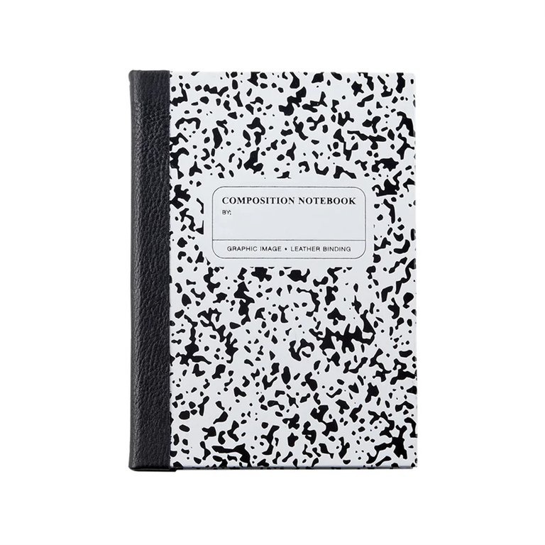 Composition Notebook - White/Black Leather
