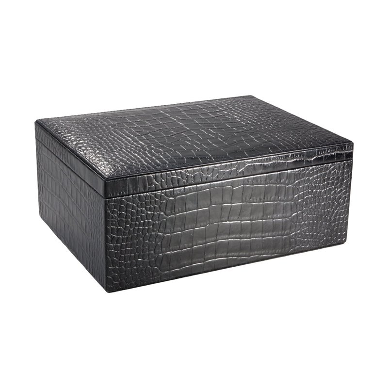 Graphic Image Large Leather Box In Black
