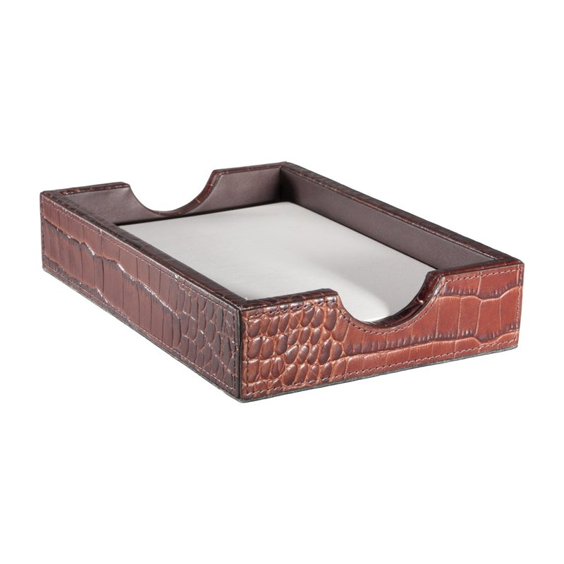 Graphic Image Leather Memo Tray In Brown