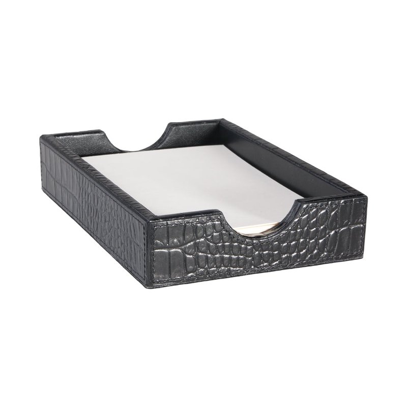 Graphic Image Leather Memo Tray In Black