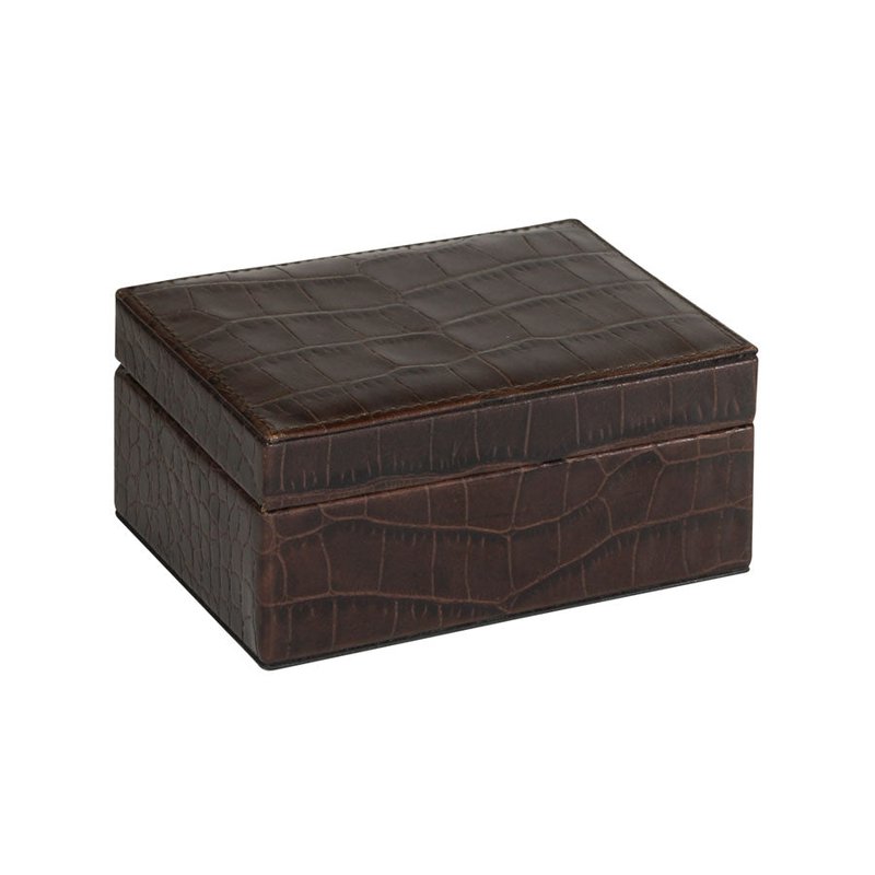 Graphic Image Small Leather Box In Brown