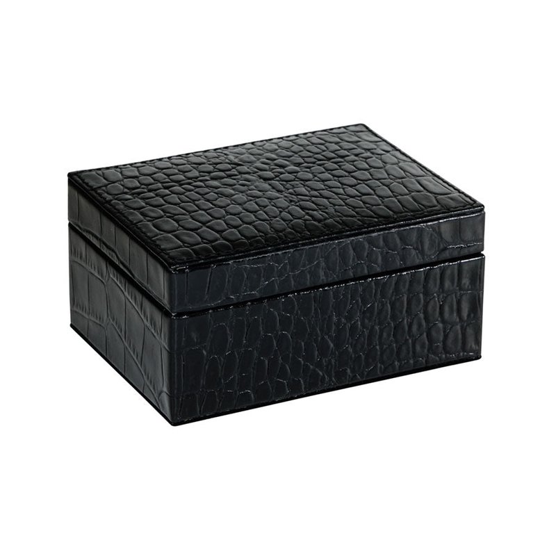 Graphic Image Small Leather Box In Black