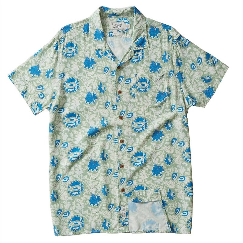 Shop Grayers Men Vintage Hawaiian Batik Print Shirt In Blue