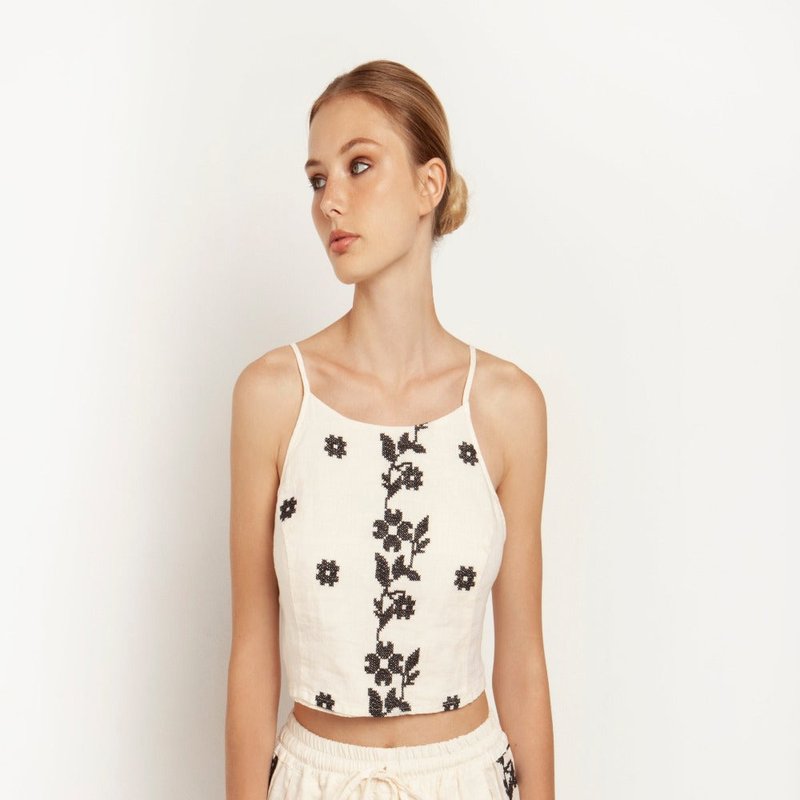 Greek Archaic Kori Crop Top All Over Daisy In White
