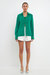 Collared Open Suit And Smocked Bandeau Set - Green