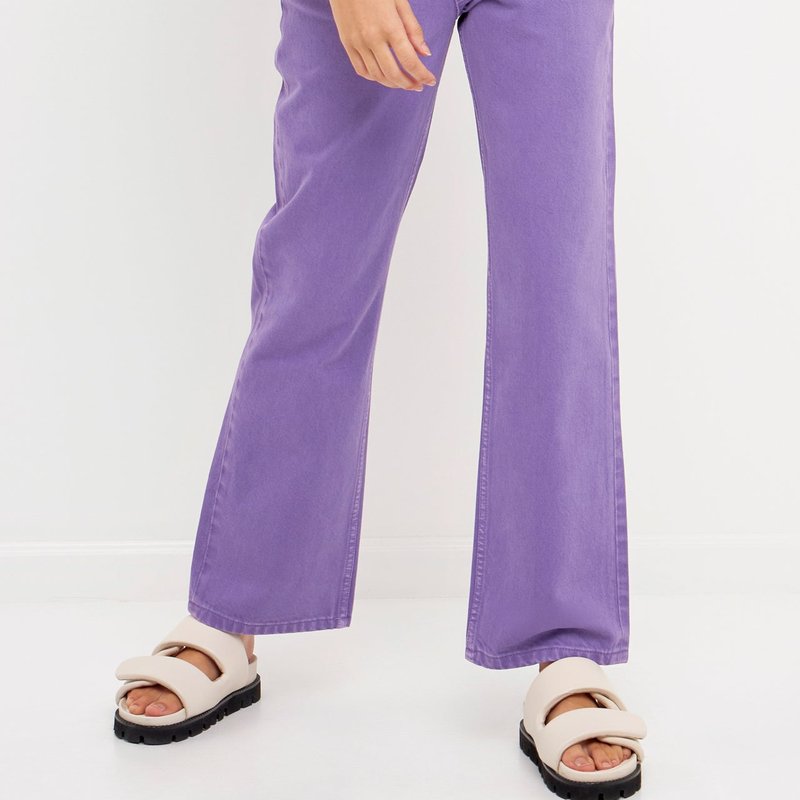 Grey Lab Color Full Length Wide Leg Jean In Purple