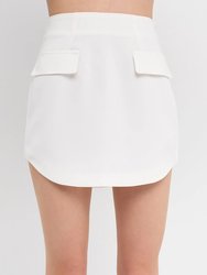 Curved Opening Mini Skirt - White