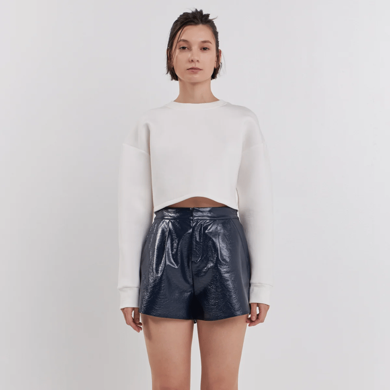 GREY LAB HIGH-WAISTED FAUX LEATHER SHORTS