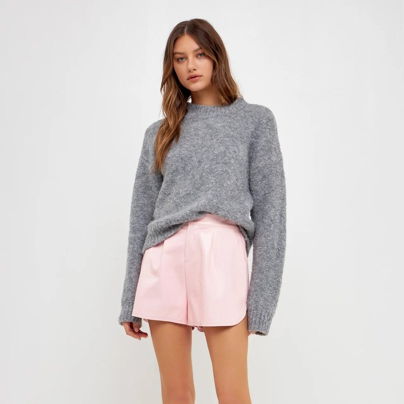 Grey Lab High-waisted Faux Leather Shorts In Pink