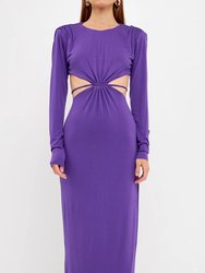 Long Sleeve Open-Back Maxi Dress - Purple