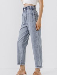 Paperbag Waist Jeans - Denim