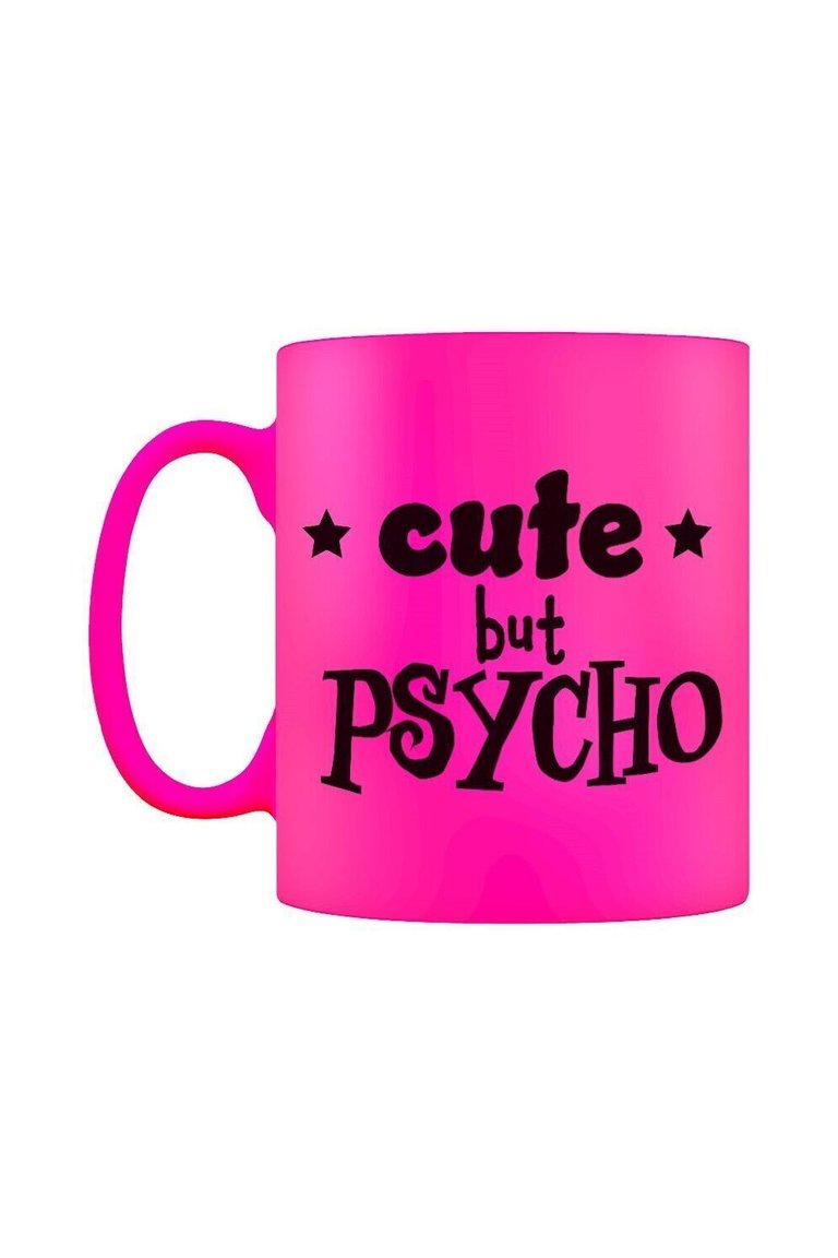 Grindstore Cute But Psycho Neon Mug (Pink/Black) (One Size) - Pink/Black