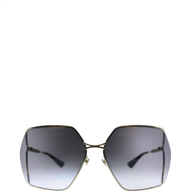 Gucci Geometric Metal Sunglasses With Grey Gradient Lens In Gray