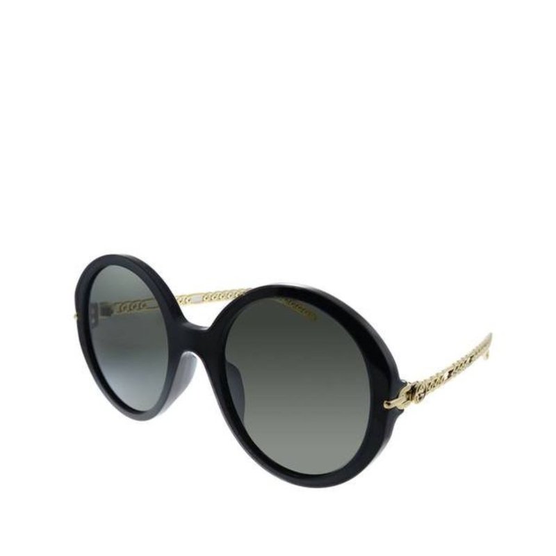 Gucci Round Acetate Sunglasses With Grey Lens In Black