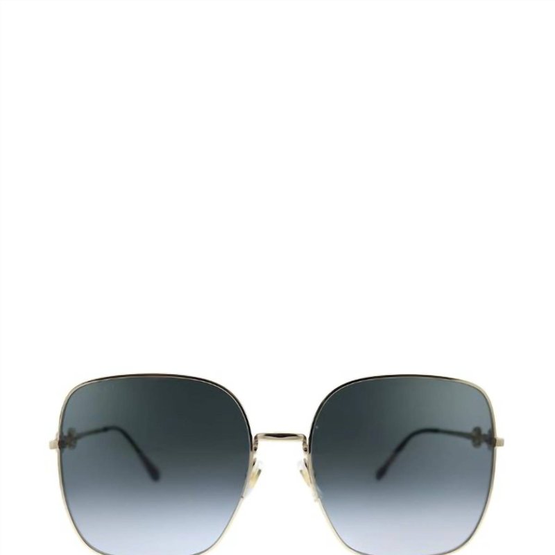 Gucci Square Metal Sunglasses With Grey Gradient Lens In Gold