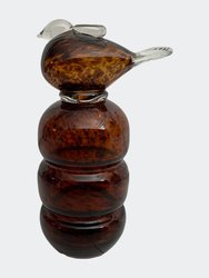 Leopard Guta Glass Candle Holder - Brown