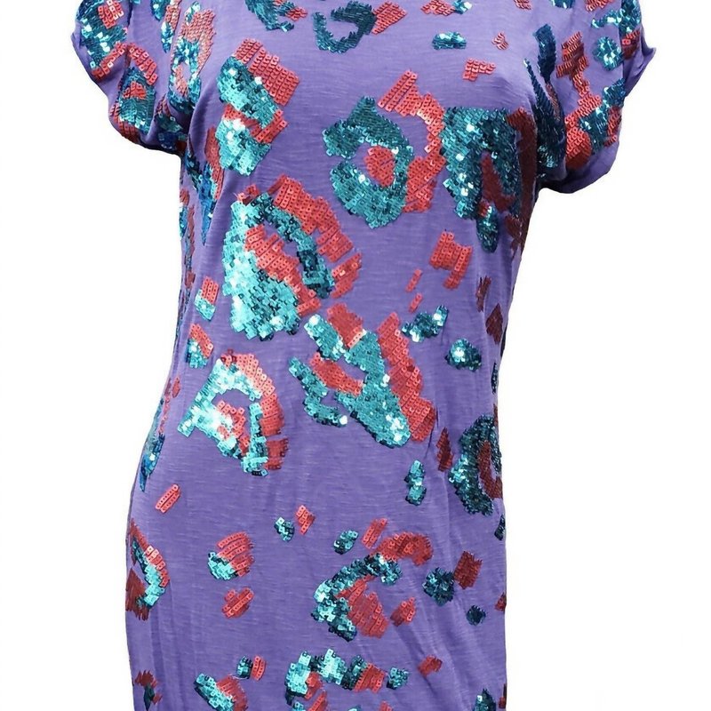 Hale Bob Short Sleeve Dress With Sequins In Purple