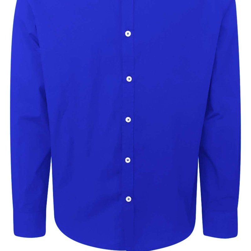 Haris Cotton Cotton Basic Long-sleeved Shirt In Blue