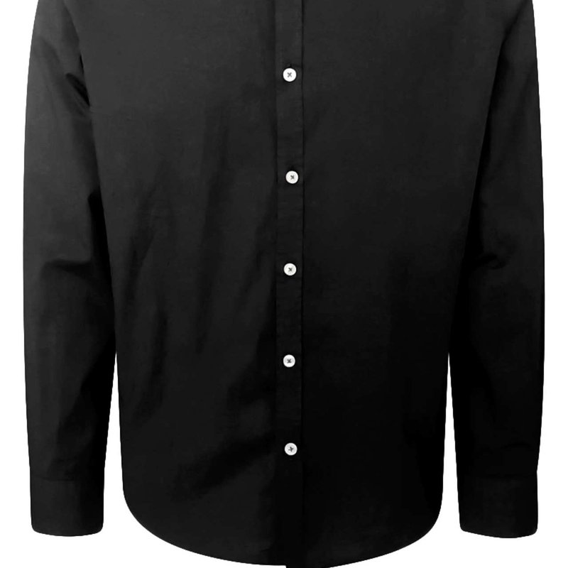 Haris Cotton Cotton Basic Long-sleeved Shirt In Black
