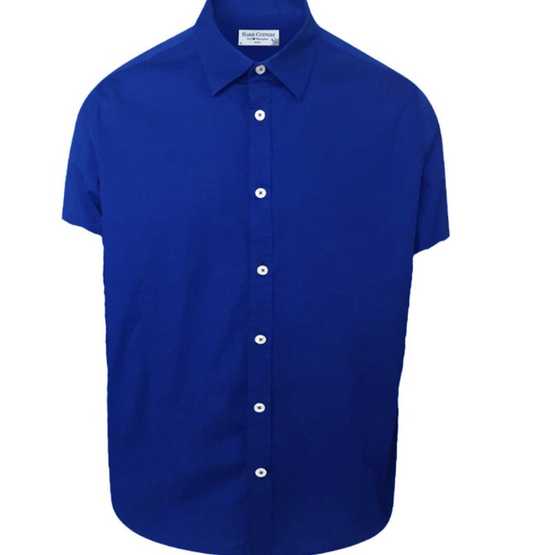 Haris Cotton Cotton Basic Short Sleeved Shirt In Blue